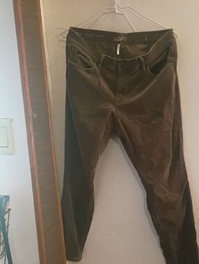 LOFT Dark Olive Corduroy Trousers